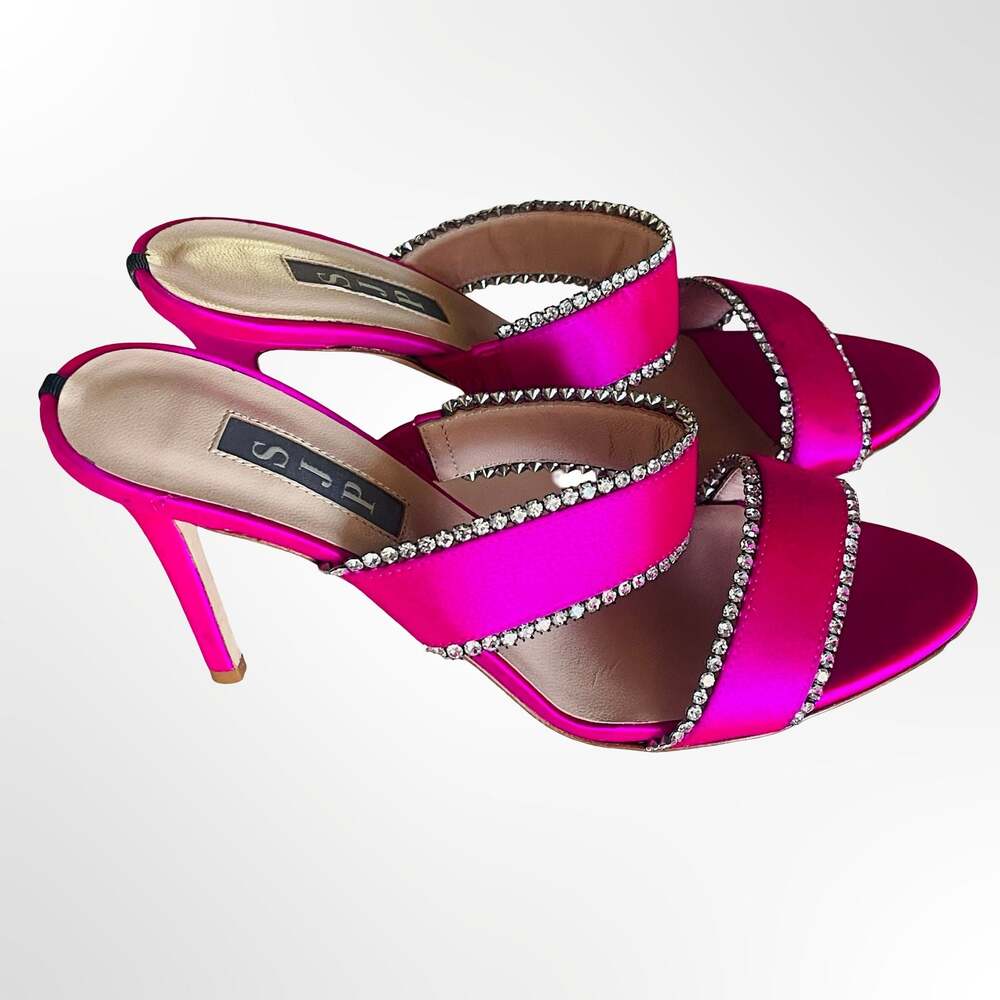 SJP by Sarah Jessica Parker Blossom Rhinestone-Embellished Satin Slide Heels - Picture 5 of 9
